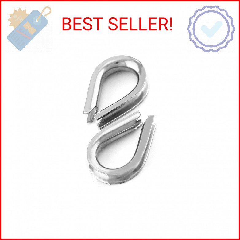 YAMASO 50pcs 1/16″ M2 Stainless Steel Thimble for Diameter Wire Rope Cable Thimb
