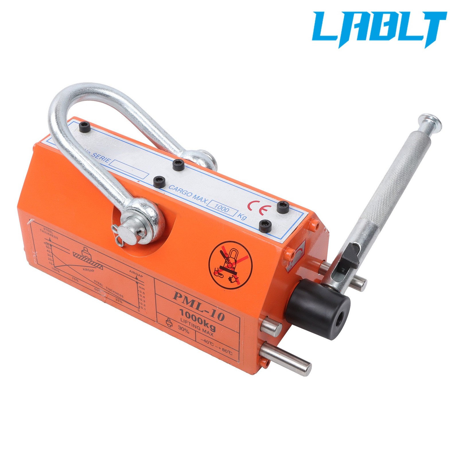 LABLT 2200lbs/1000kg Pulling Capacity, Magnetic Lifter, 2 Safety Factor, Orange