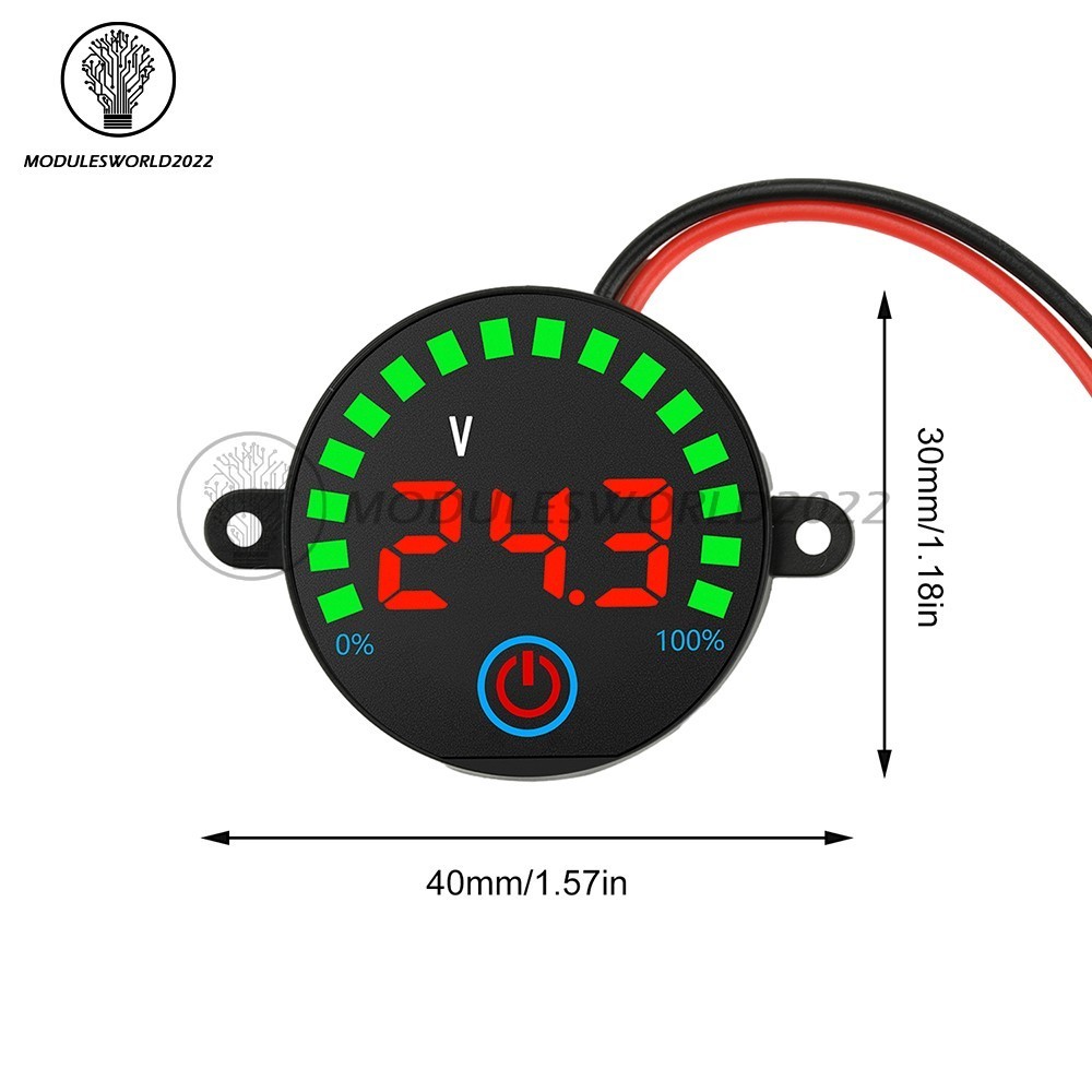 DC7-55V Acid/Li-ion LED Indicator Volt & Battery Level Display Power-Off Memory