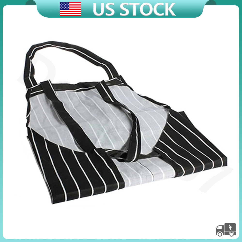 Adjustable Chef Apron with Two Pockets Striped Kitchen Bib For Men and Women