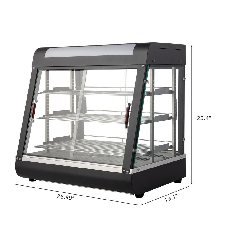 ROVSUN 26″ 3 Tiers Commercial Heat Food Pizza Warmer Display Cases 86 – 185℉ New