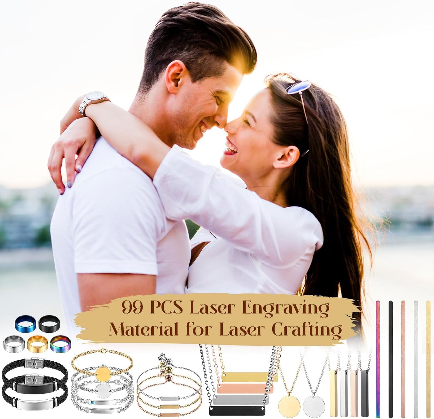 99 Pcs Laser Engraving Materials Bulk Include 46 Jewelry Making Engraving Acc…