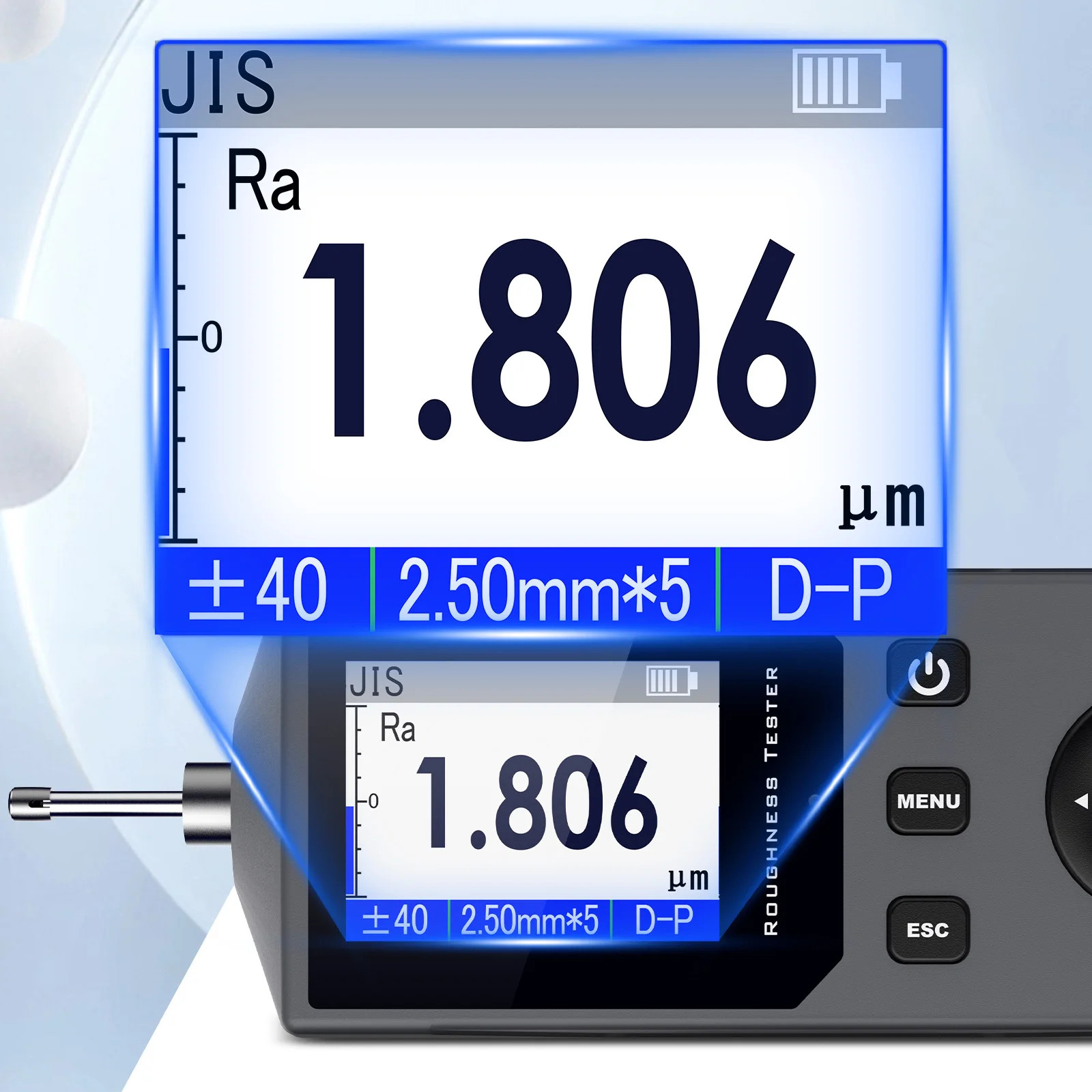 Surface Roughness Tester Roughness Measuring Ra Rz Rq and 12+ Parameters 0.001μm