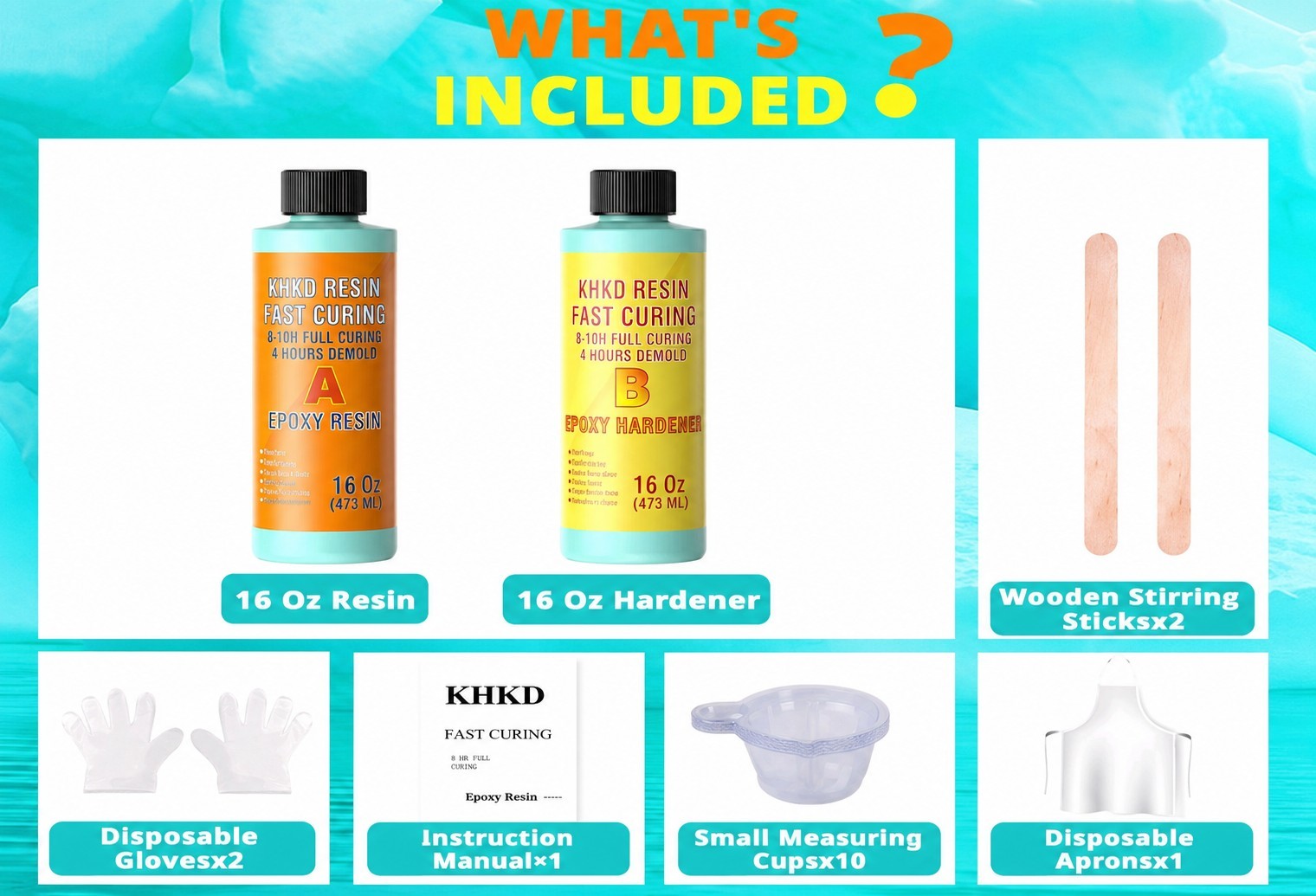 Epoxy Resin Kit – 32 OZ Fast Cure Epoxy Resin, KHKD RESIN Quick Dry Resina Ep…