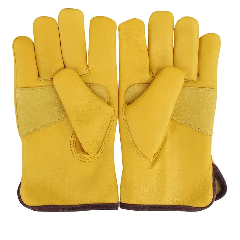 12 Pairs Cowhide Leather Work Gloves Heavy Duty Safety Garden Construction