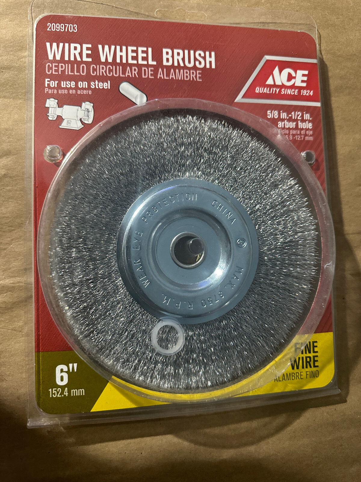 NEW ACE TOOLS 6″ FINE WIRE WHEEL BRUSH 5/8″ – 1/2″ ARBOR 2099703 LAST 2