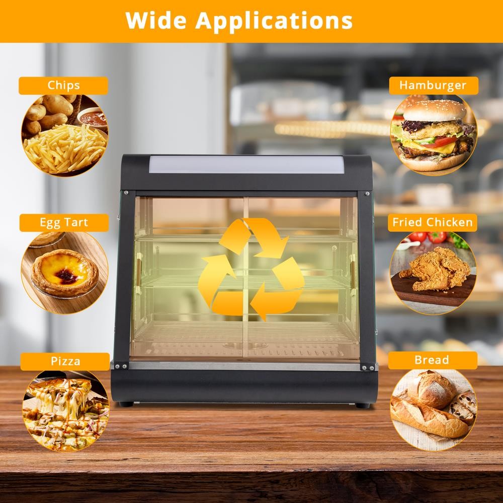 ROVSUN 26″ 3 Tiers Commercial Heat Food Pizza Warmer Display Cases 86 – 185℉ New