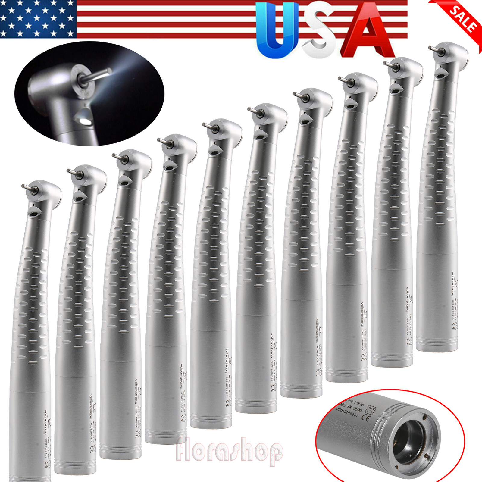 Dental Fiber Optic LED Handpiece Fast High Speed /LED Coupler 4/6Hole Fit KAVO