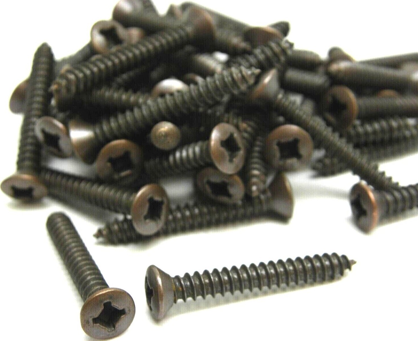25, 50, or 100 Pieces! Oval Head Phillips #8 x 1-1/4″ Wood Screws Antique Bronze