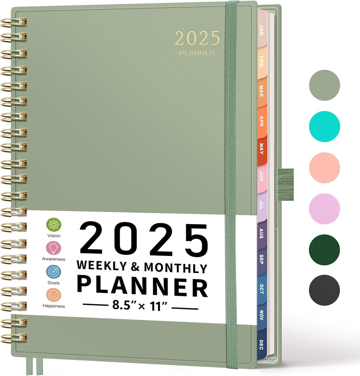 2025 Planner, Weekly and Monthly Planner, Jan 2025 – Dec 2025, 8.5″ × 11″, Large