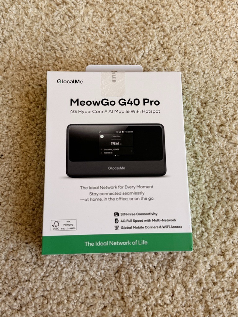 GlocalMe MeowGo G40Pro 4G Portable WiFi Hotspot for Travel in 200+ Countries, Up