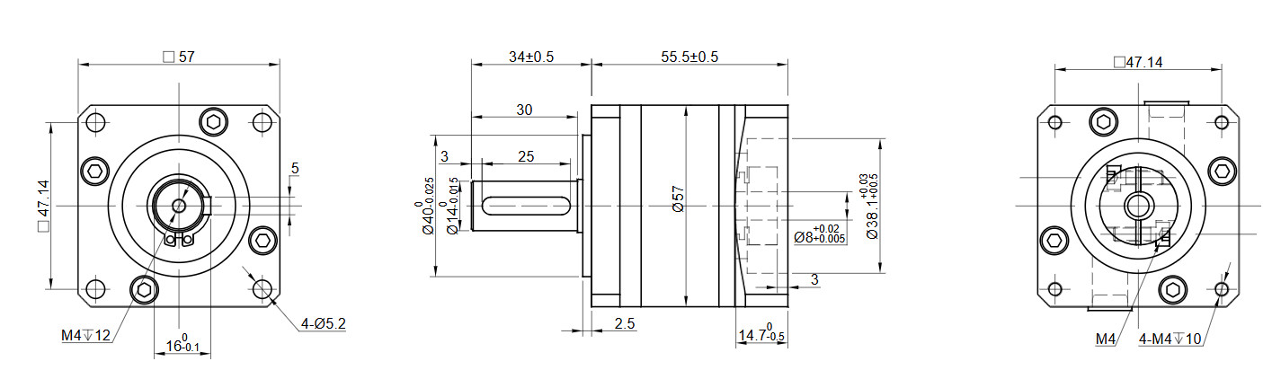 Planetary Gearbox 10:1 Backlash 30arc-min for 8mm Shaft Nema 23 Stepper Motor
