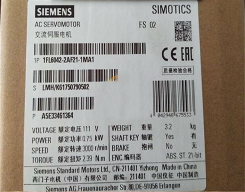 1FL6042-2AF21-1MA1 New Siemens AC Servo Motor Converter 1FL6042-2AF21-1MA1 IPCS