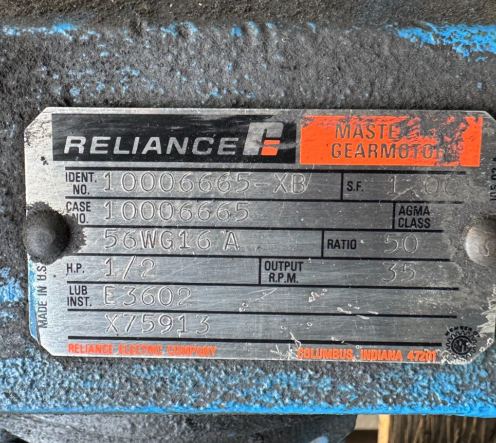 RELIANCE Gear Motor CC6 1/2 HP MODEL 56WG16 A 1725 TO 35 RPM 230/460 V