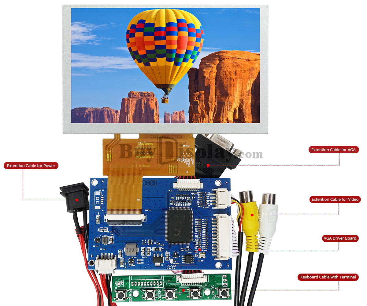 5″ IPS LCD Screen TFT Module,800X480 VGA Video AV Driver Board