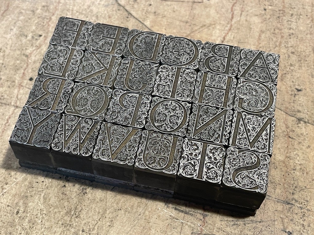 Rare Decorative Ornate Antique Foundry Cast Initial Font Letterpress 48 Pt.