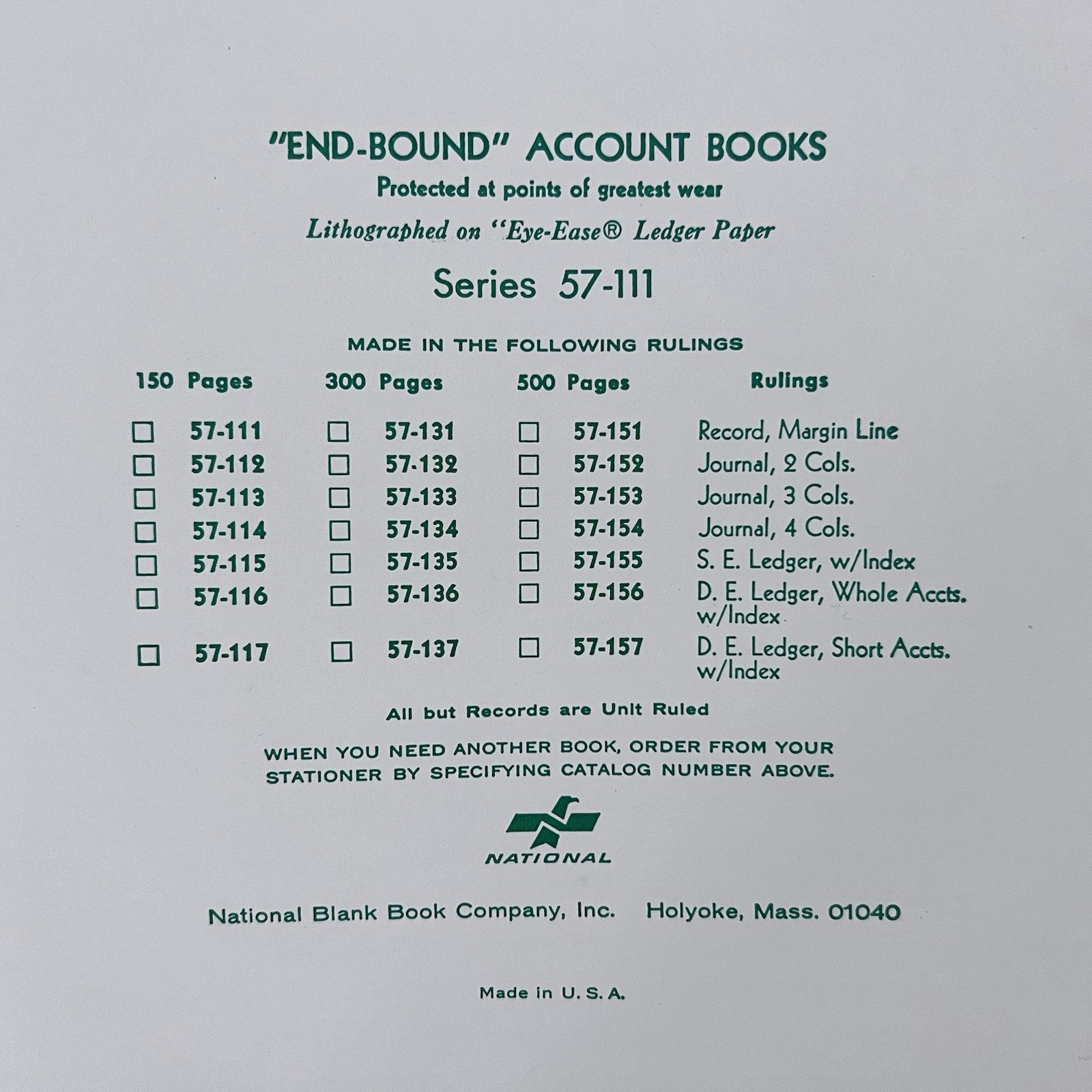 Vintage National Blank Book Company Record Account Ledger Book 300 Pages