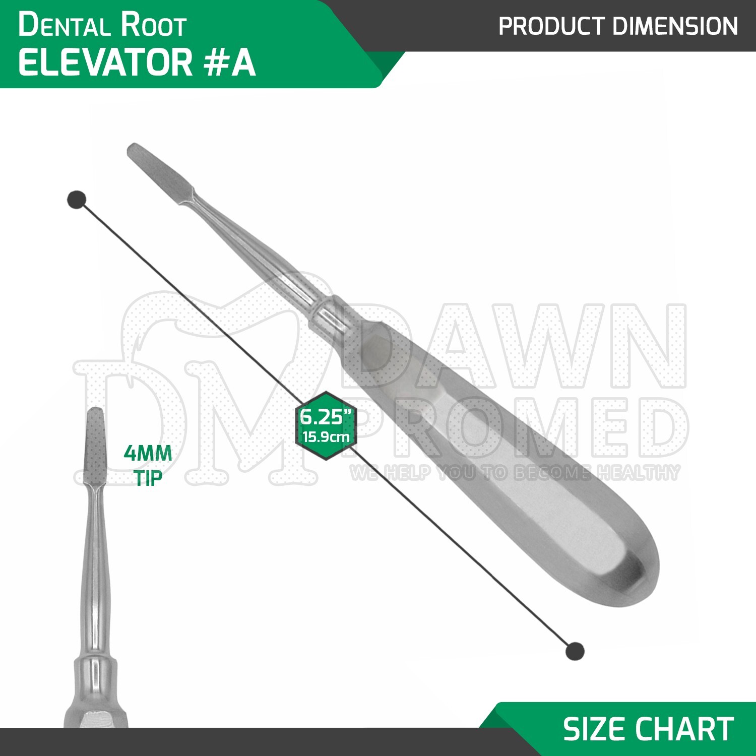 Cogswell A Root Elevator Straight 6.25″ Extracting Surgical Dental Instrument
