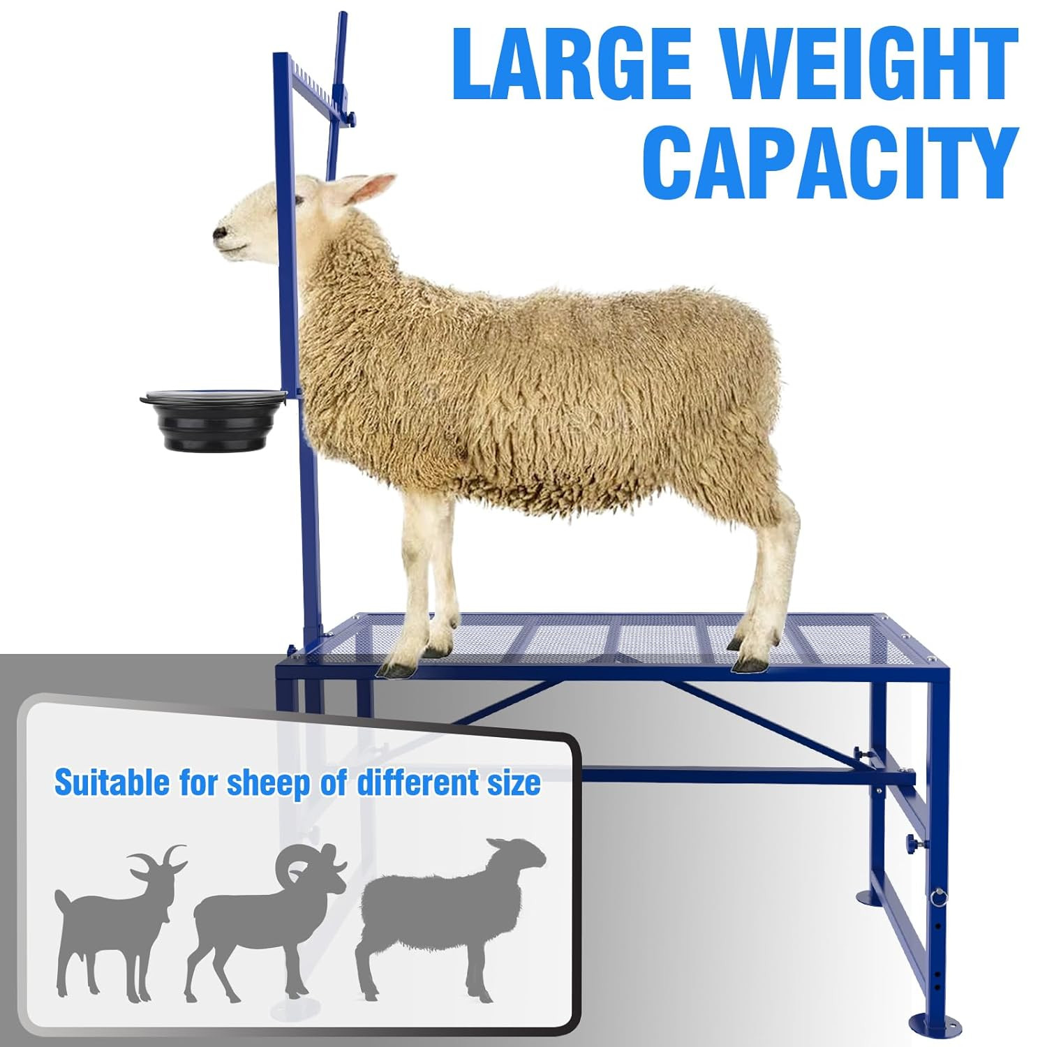 Goat Milking Stand with Removable Feed Bin, 600LB Heavy Duty Goat Stand for Hoof