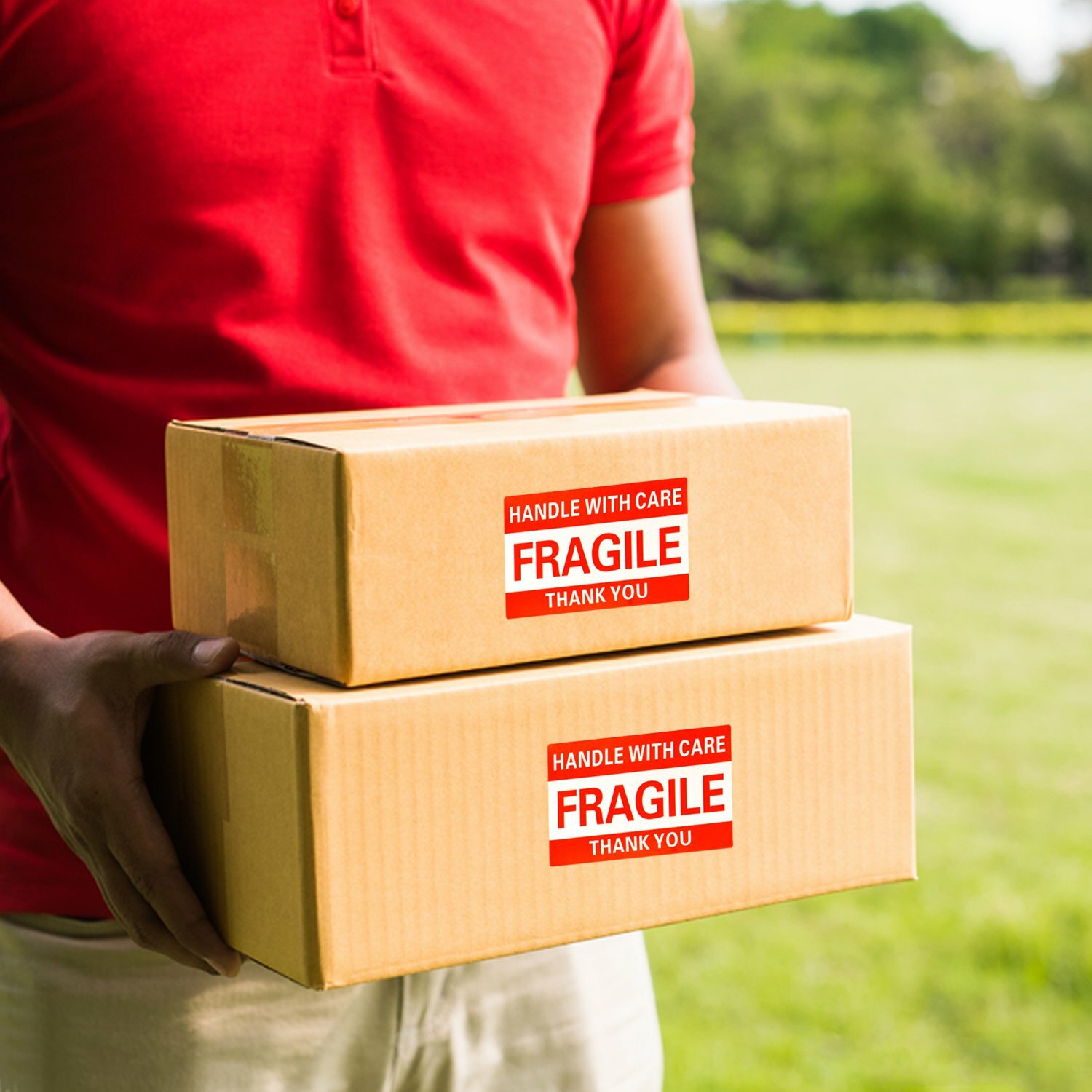 2″ x 3″ Fragile Handle With Care Thank You Stickers Labels 500 Per Roll /1-6Roll