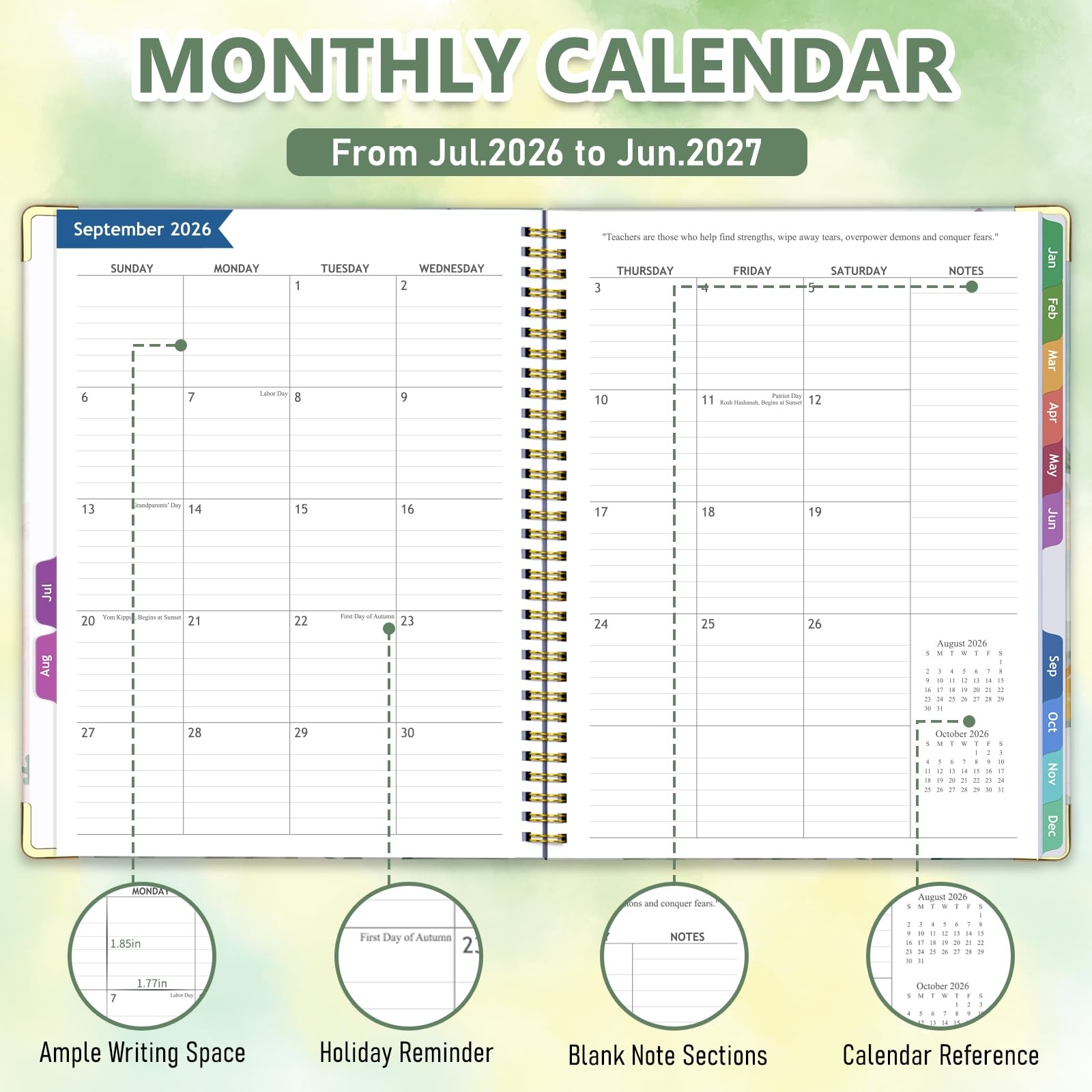 Teacher Planner 2026-2027, July 2026 to June 2027 Academic Year, 8.5″ x 11″ L…