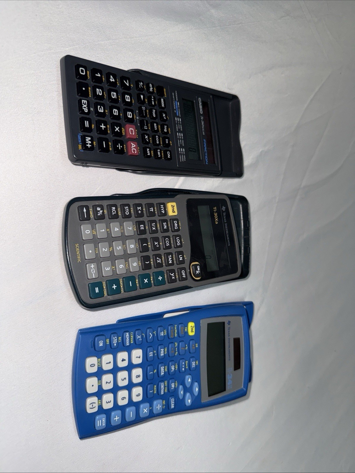 Texas Instruments Casio Calculators Lot Of 3Works TI 34ii,to 30xa,Casio Fx260