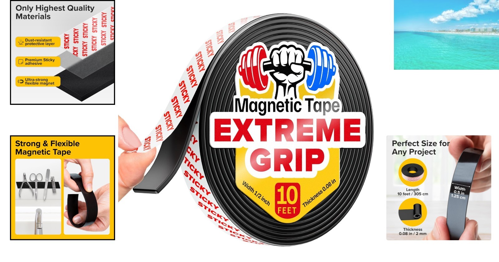 10ft x 1/2in Super Sticky Magnetic Tape – Versatile Adhesive Solution for Crafts