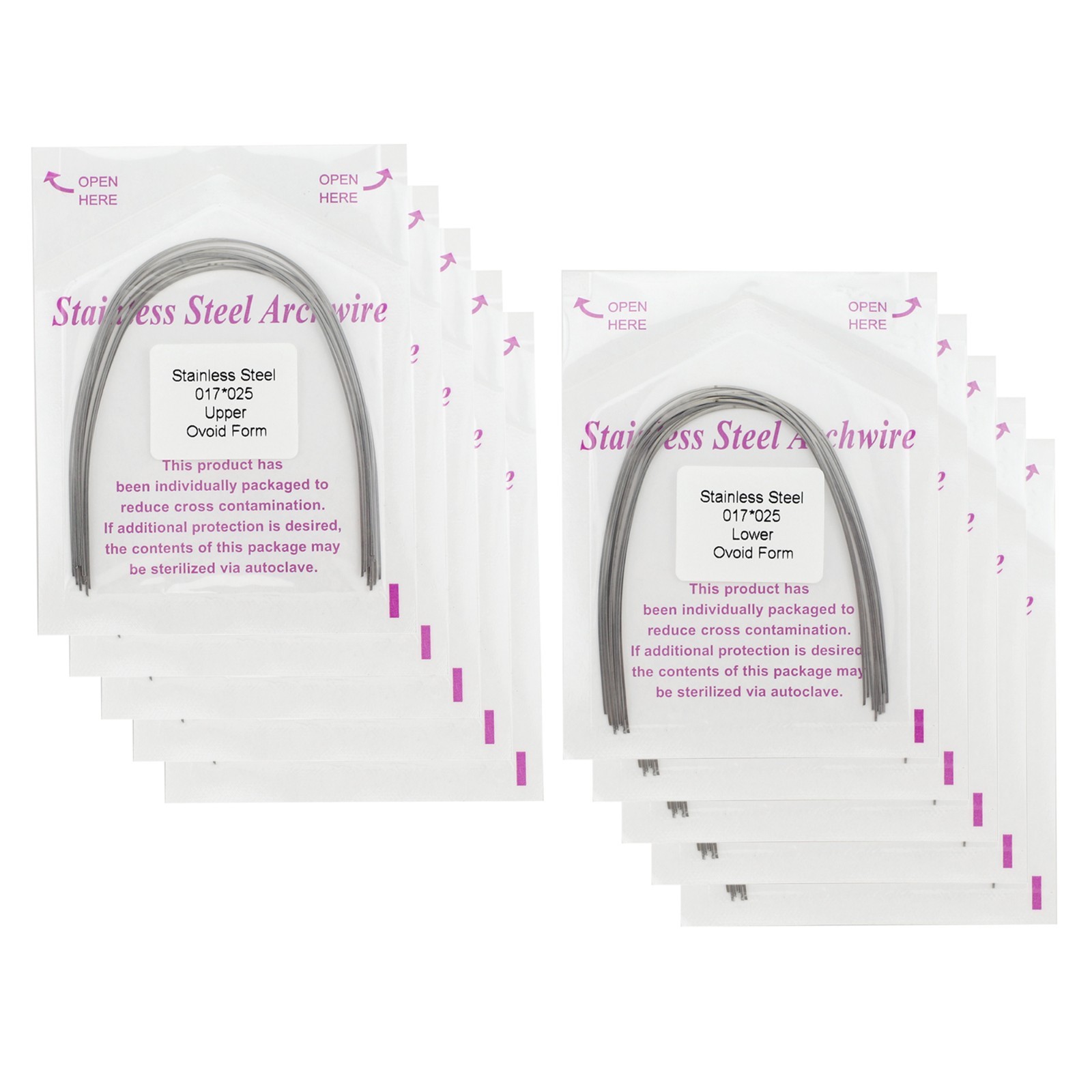 Dental Orthodontic Arch Wires Niti Stainless Steel Ovoid Natural Form 100pcs U/L