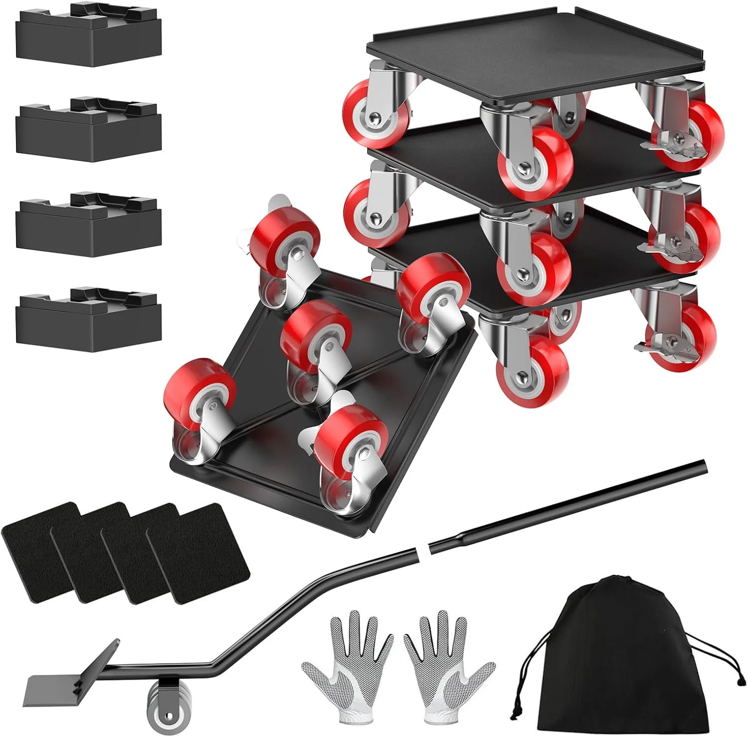 LOYAL TIGER 1500LBS Heavy Duty Furniture Dolly & Movers Set (5.4 Inch, Red) | 5-