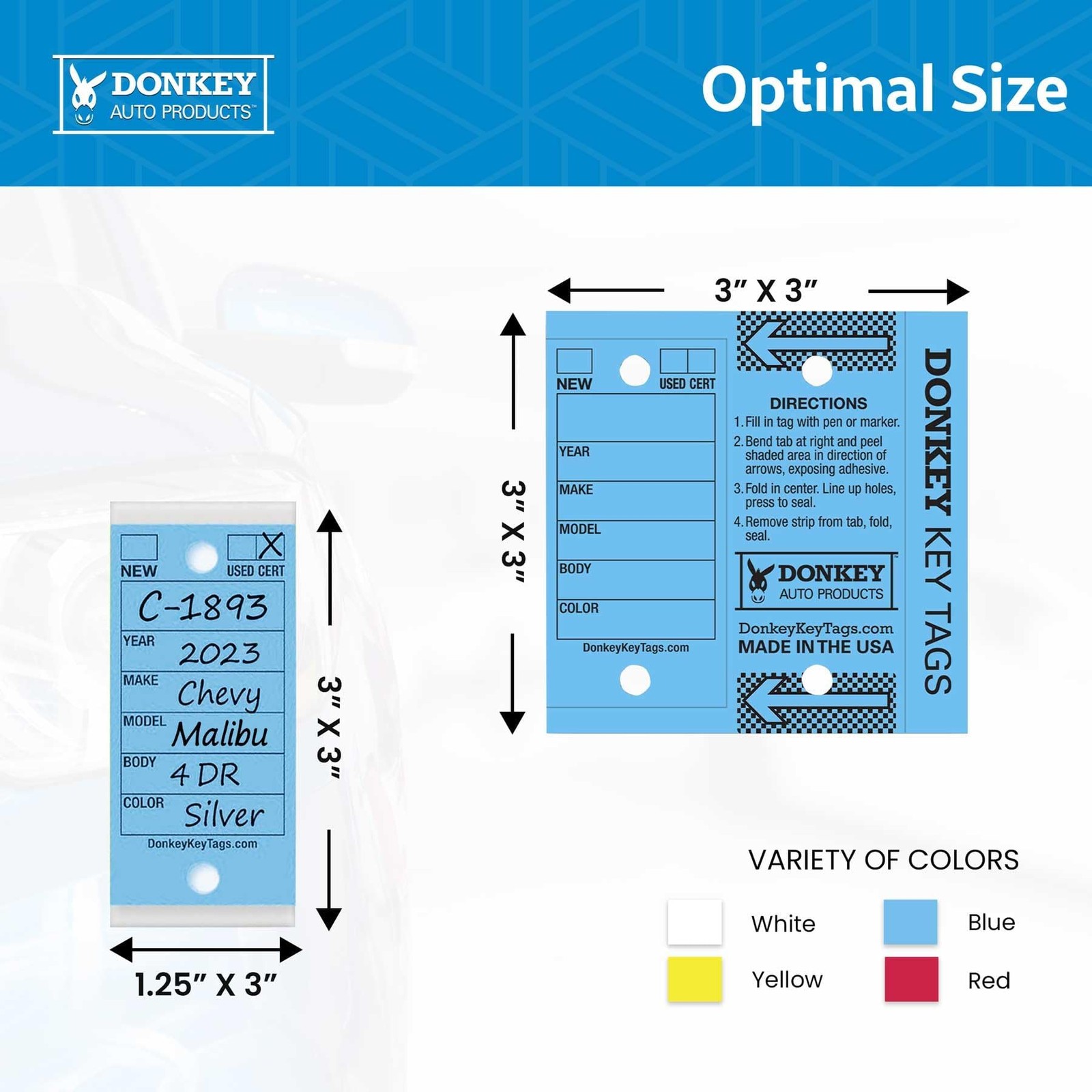 , Laminated Self-Protecting (250 Tags per Box with Metal Rings) (Blue)