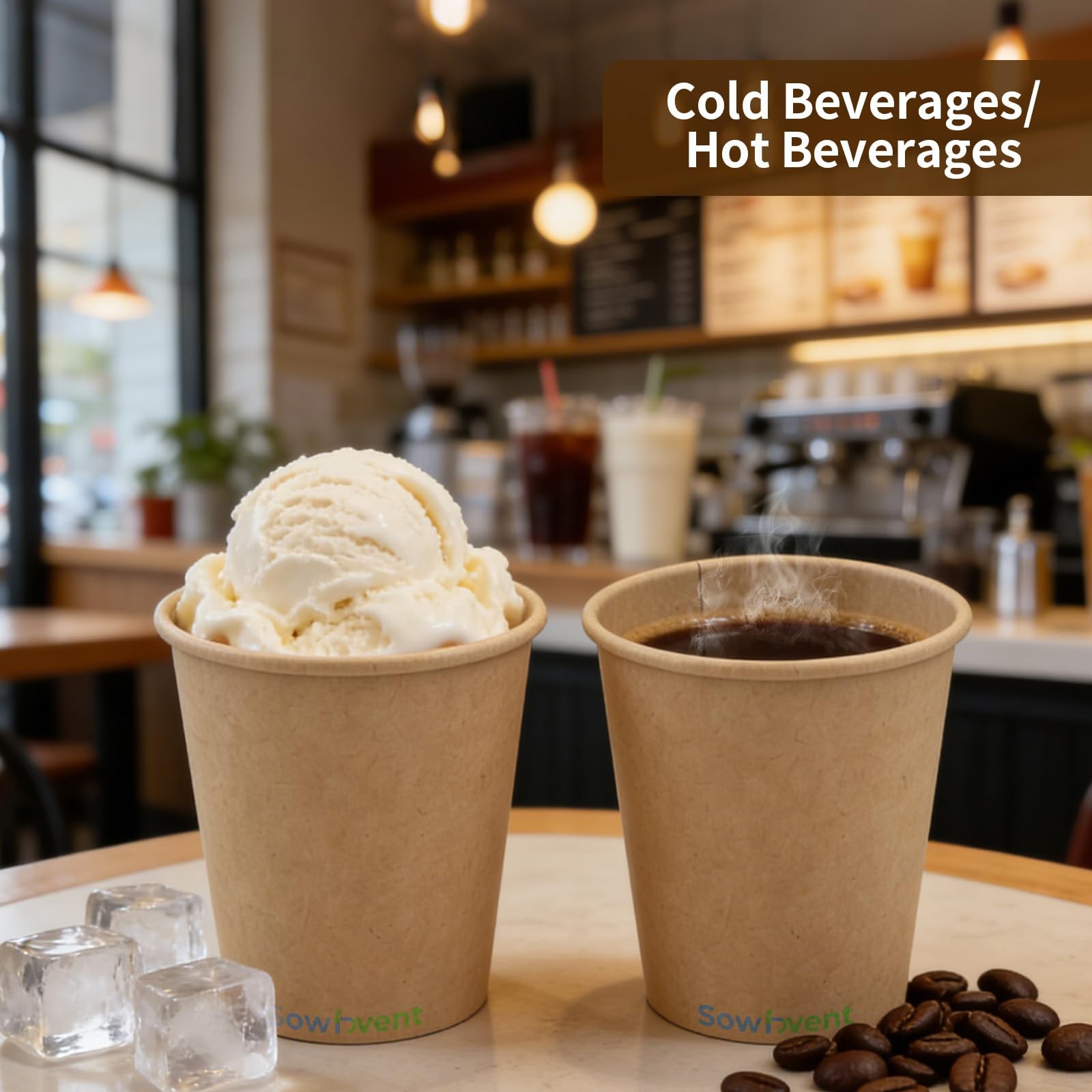 12 oz 200 Count Kraft Paper Cups, Disposable Hot/Cold Beverage Paper Coffee C…