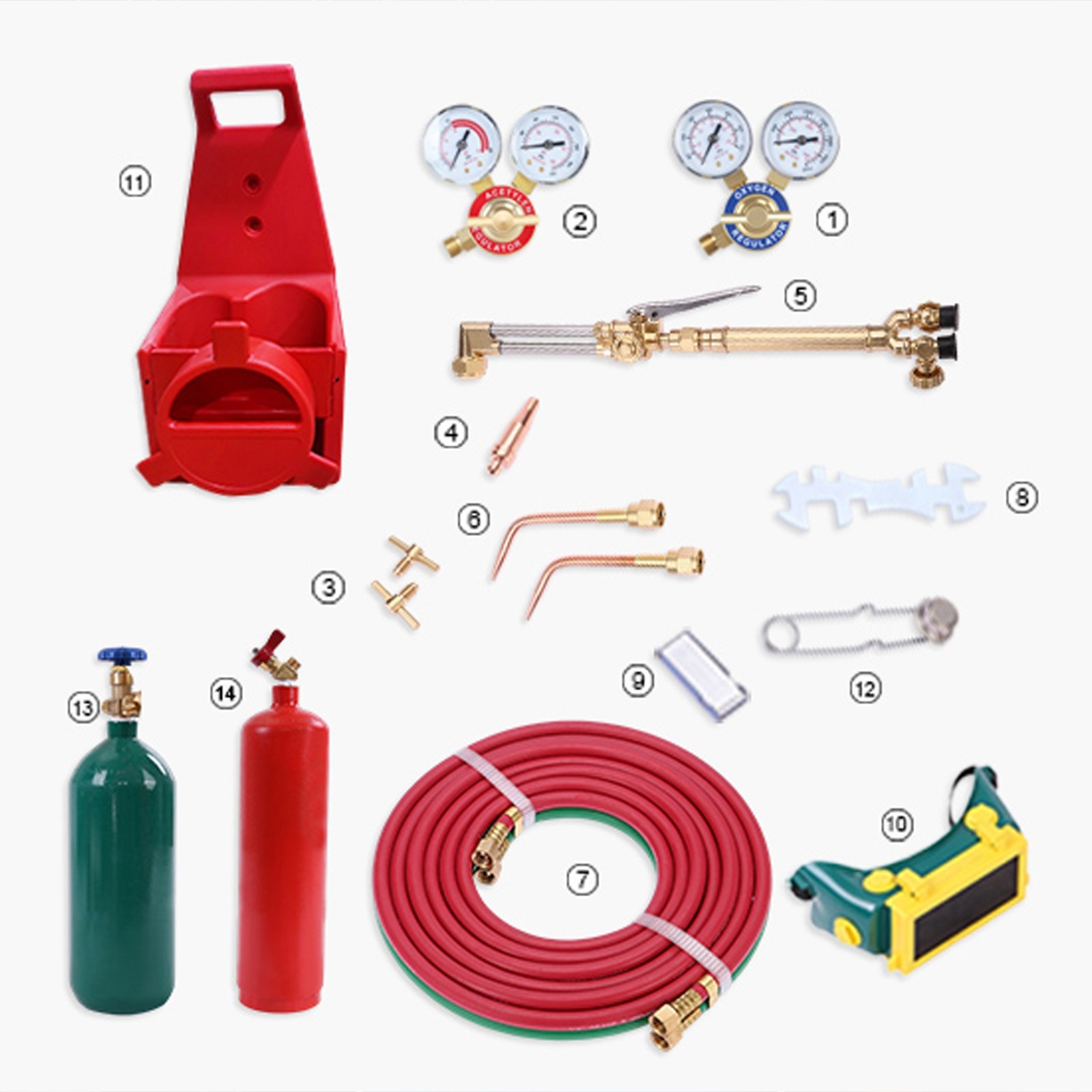 Brazing Welding Cutting Torch Kit w/Oxygen Acetylene with 4L Tanks Regulator