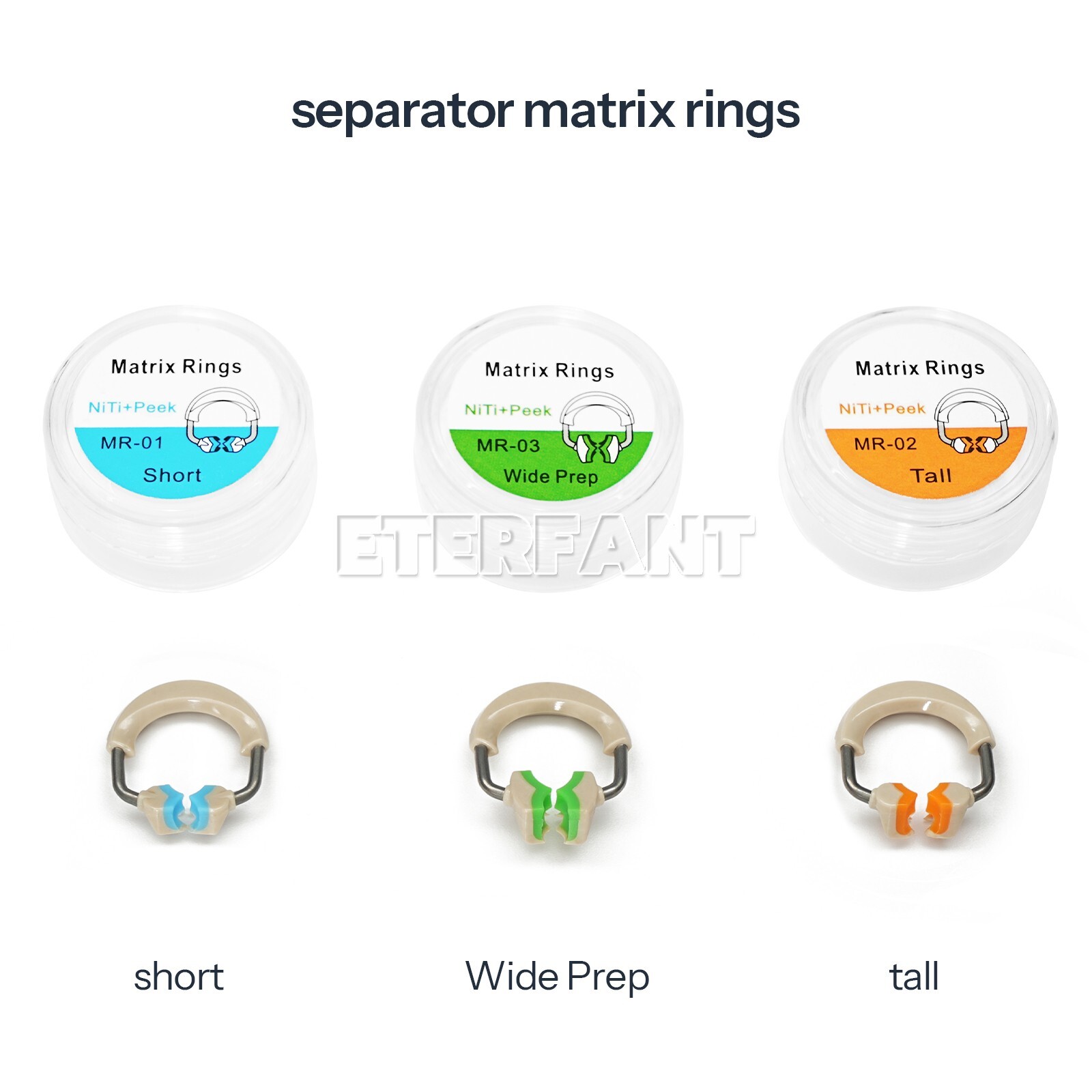 3D Separator Dental Matrix Bands Rings Clamp Clip Titanium Matrices Fit Garrison