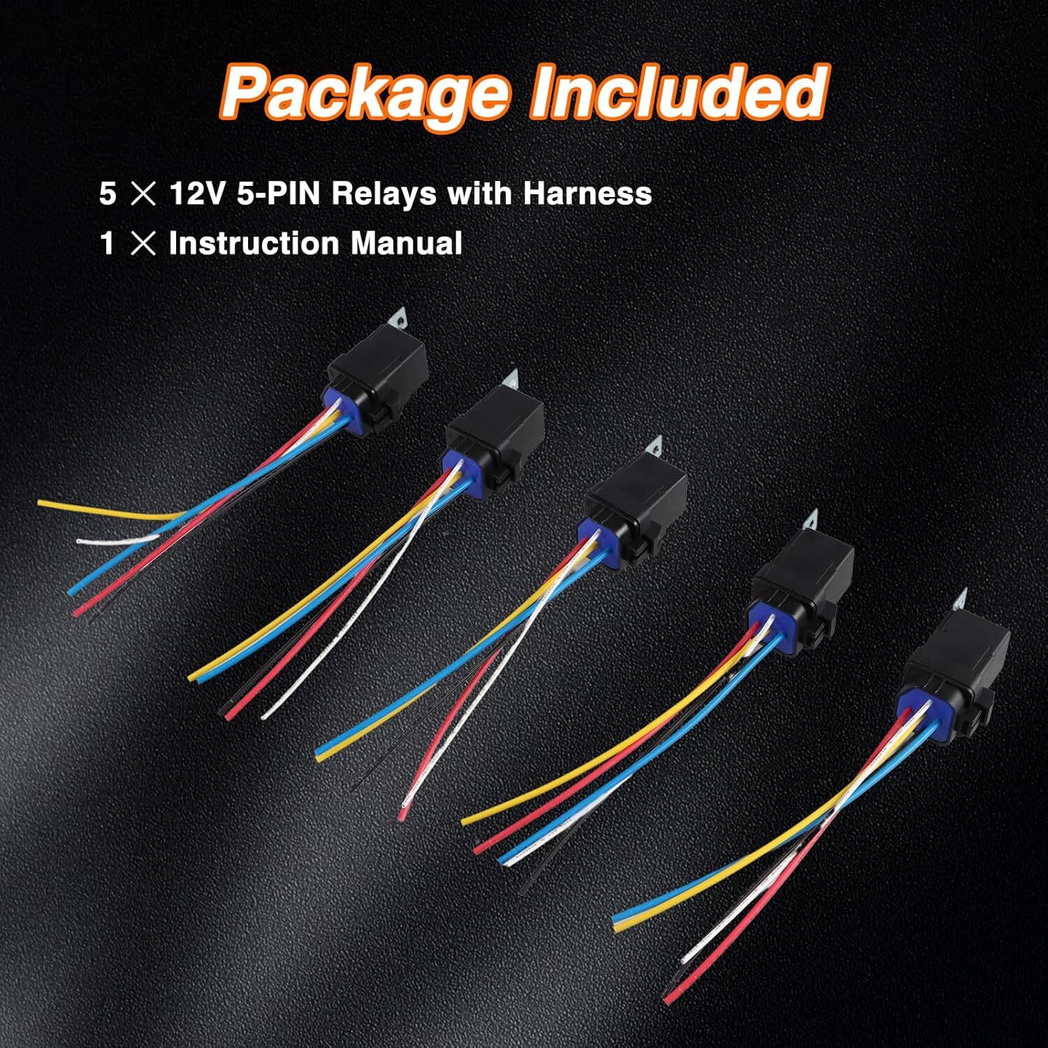 5Pin 12V 40/30 AMP 12V DC Waterproof Automotive Relay & Heavy Duty 12AWG Harness