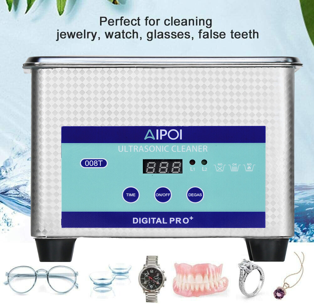 800mL Stainless Steel Ultrasonic Cleaner Jewelry Watch Glasses Cleaning Machine