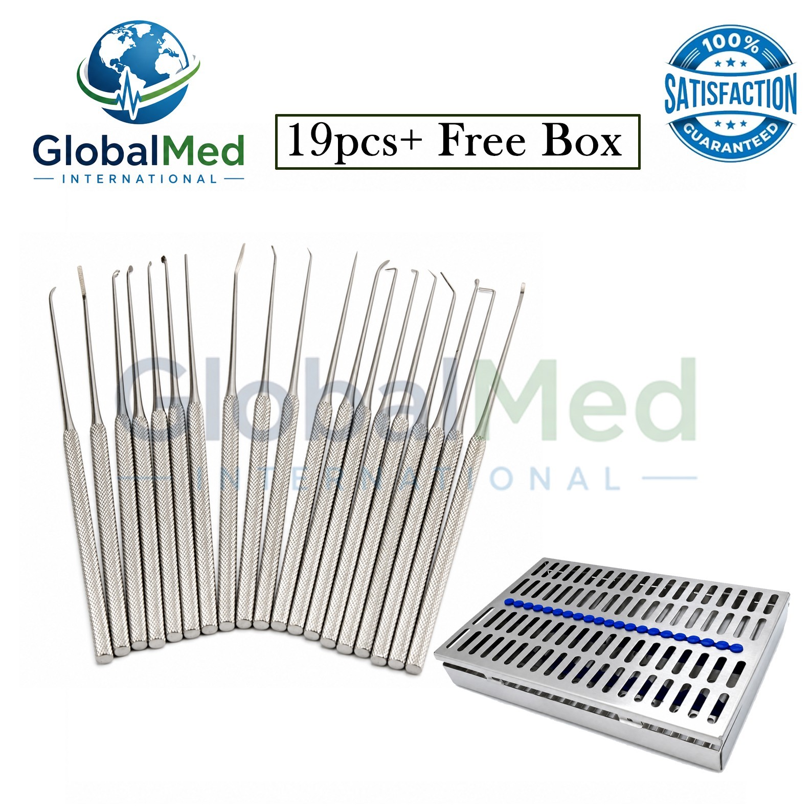 Rhoton Micro Dissector Set 19 PCs – Premium Neurosurgery Instruments + Free Box