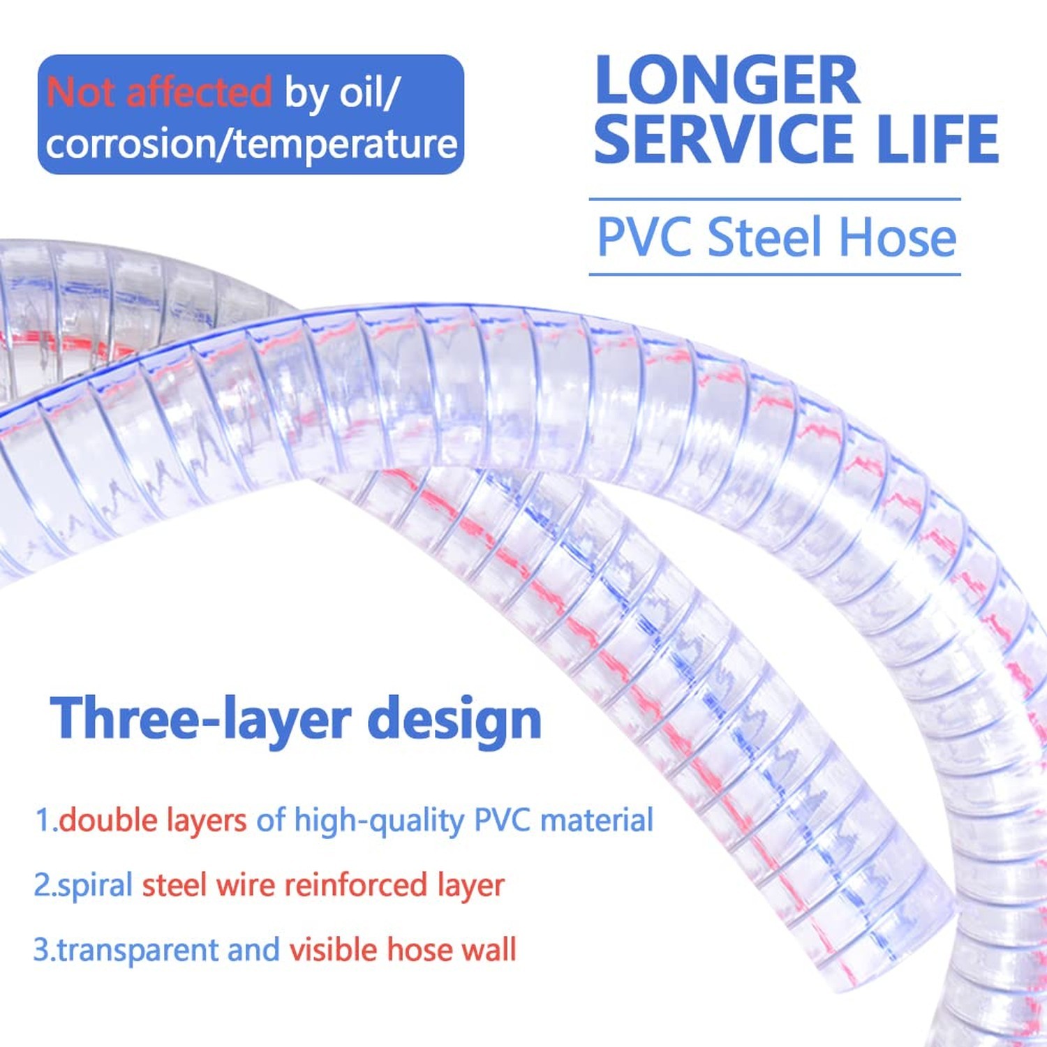 QuQuyi 1-1/2″ ID x 1-3/4″ OD, 3FT length Steel Wire Hose PVC Vacuum Tubing (w…