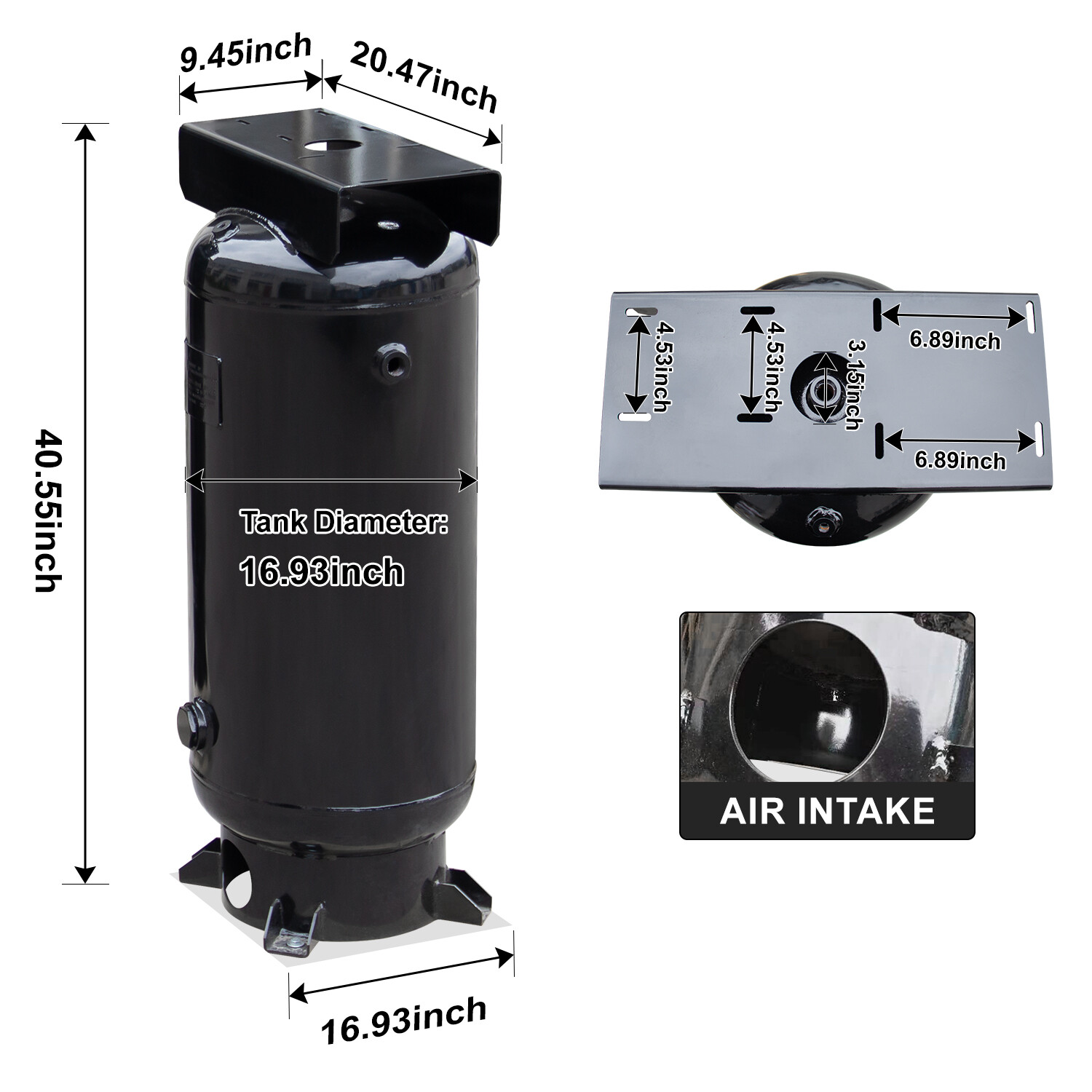 30 Gallon Vertical Air Tank 3/4”NPT 200PSI Industrial For Air Compressor