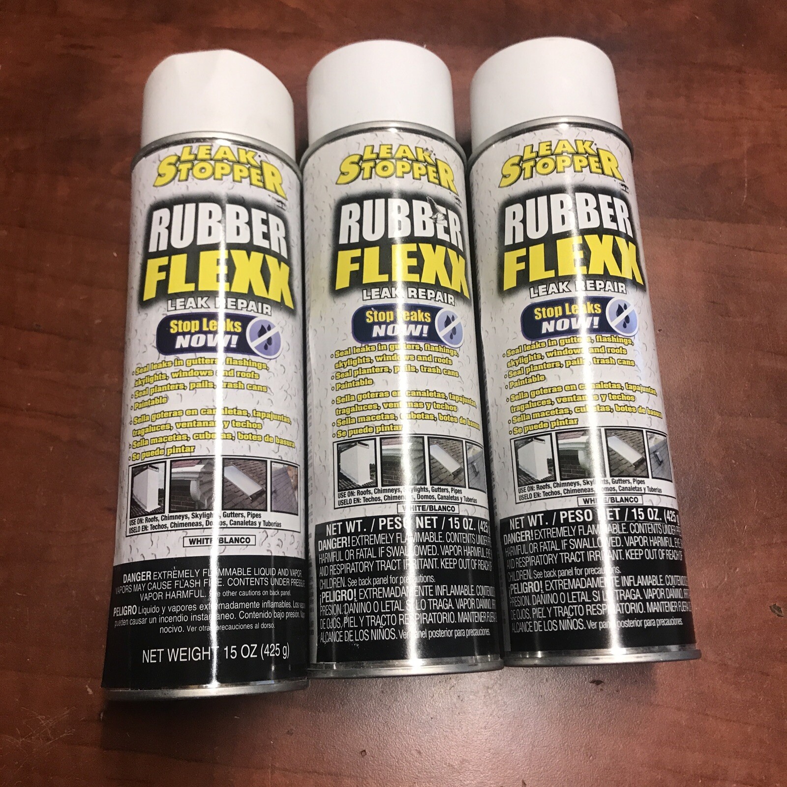 3x New Leak Stopper Rubber Flexx WHITE Repair Roofs Chimneys Skylights Gutters