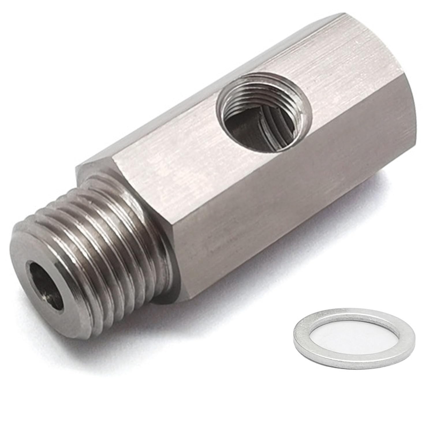 M16 1.5 to 1/8 NPT Tee Oil Pressure Sensor Adapter Stainless Steel for Turbo Fee