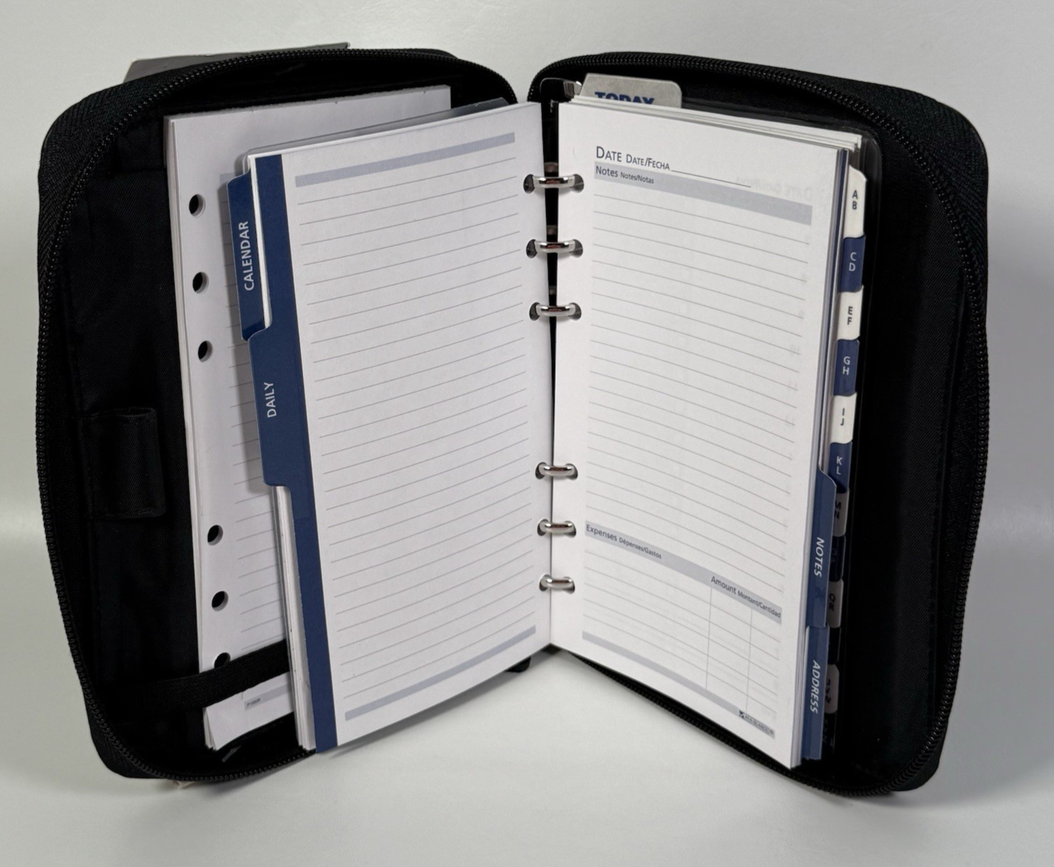 Cambridge Mead Organizer Undated Planner Slim Binder Calendar Black Faux Leather