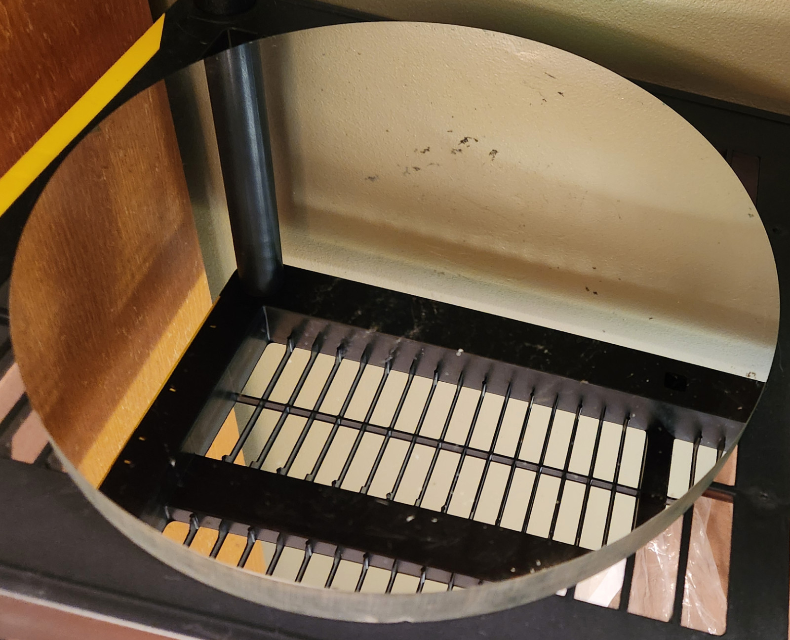 Huge Front Surface Mirror 16″d x 1-1/4t from Jones & Lamson optical comparator