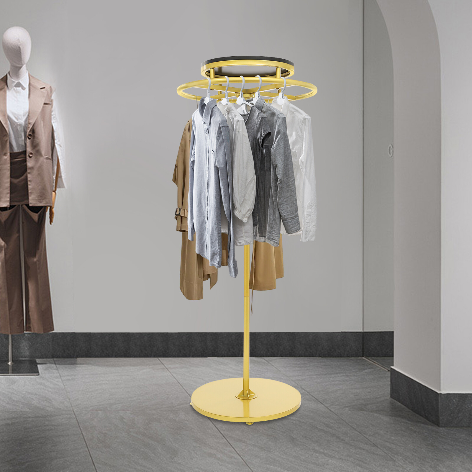 Floor Standing Clothes Hanging Rack Garment Display Round Clothing Rack Shop
