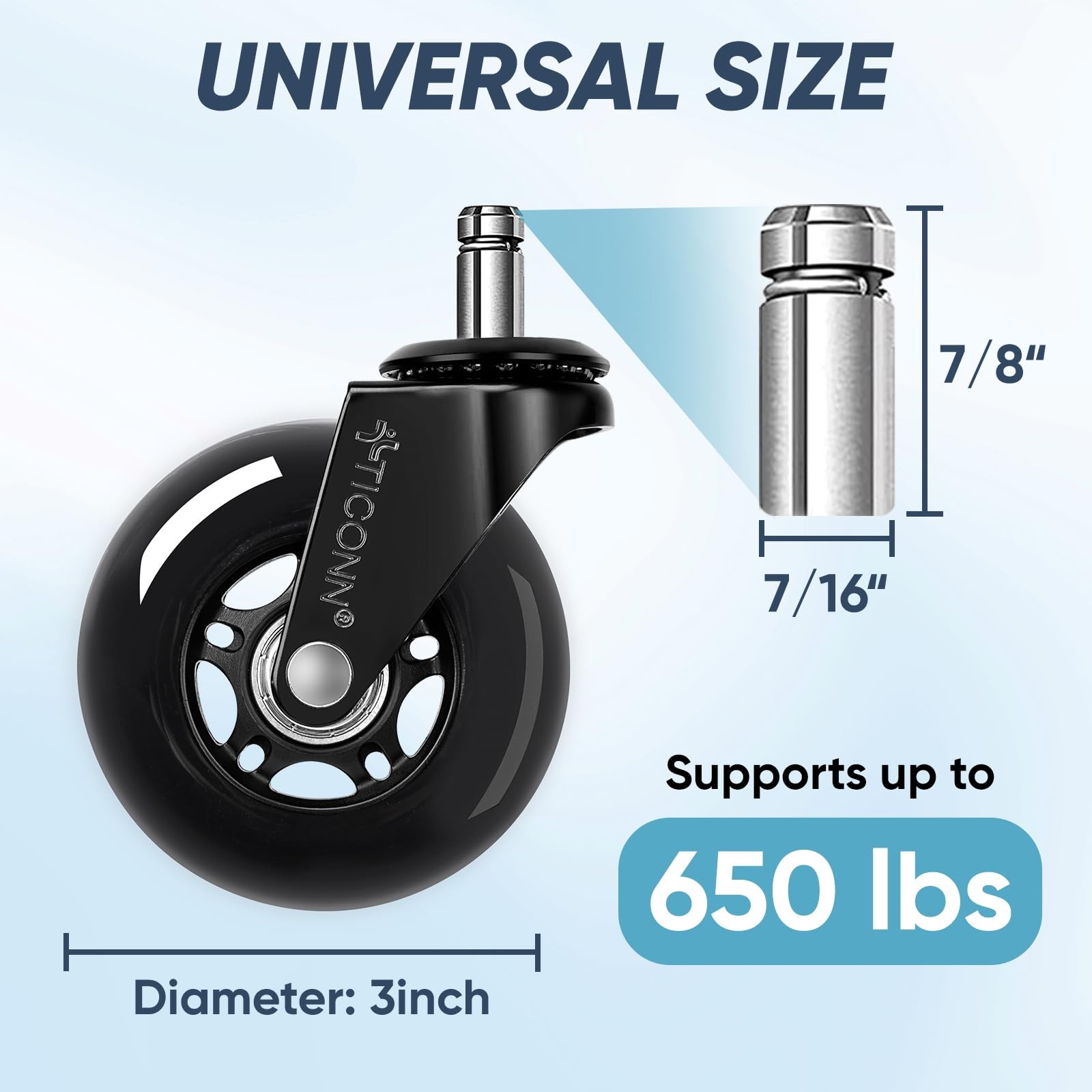 Office Chair Caster Wheels Set of 5 for Tile, Hardwood Floors and Carpets, Un…