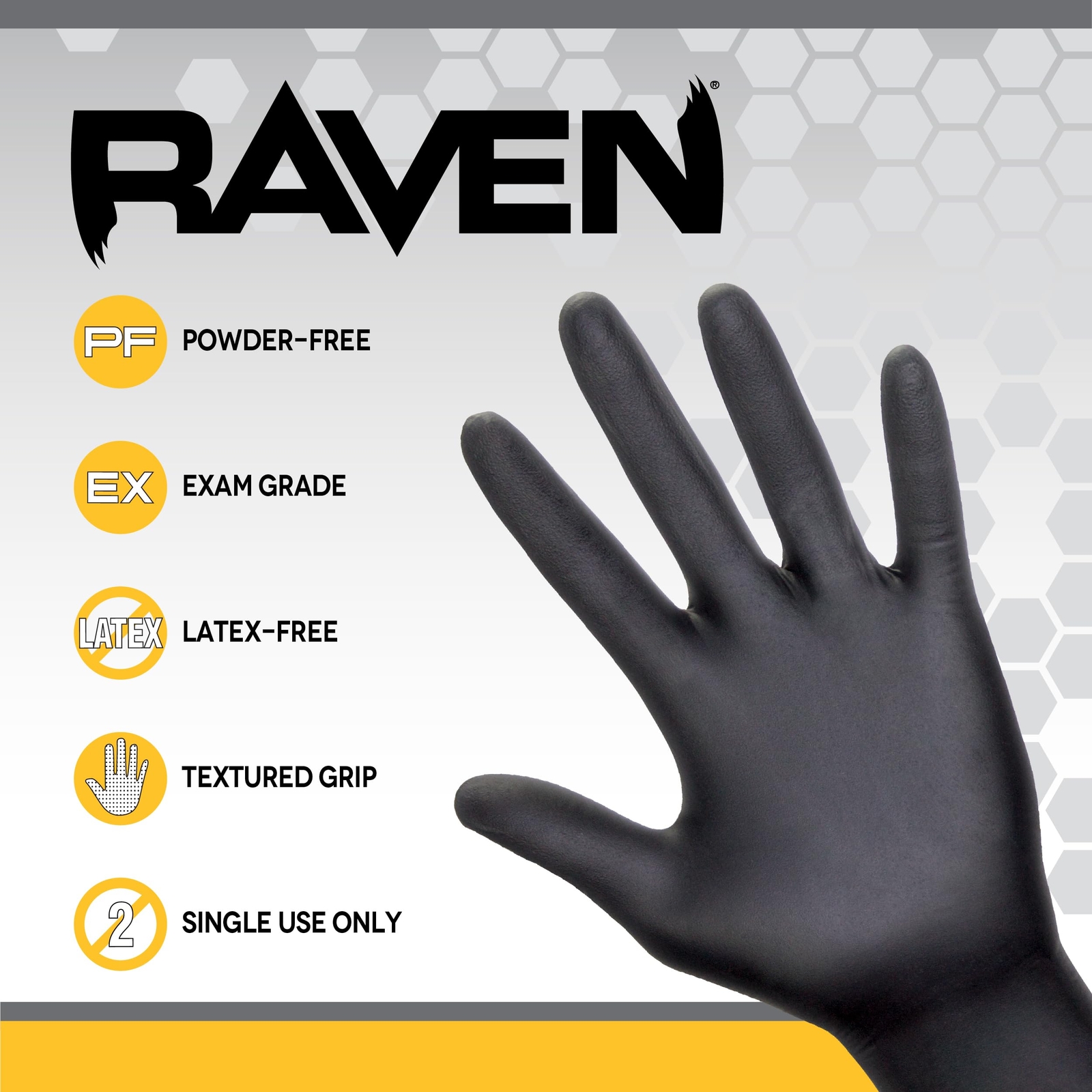 7 Mil Black Nitrile Gloves 100 Count Durable Powder Free Disposable Safety Gl…