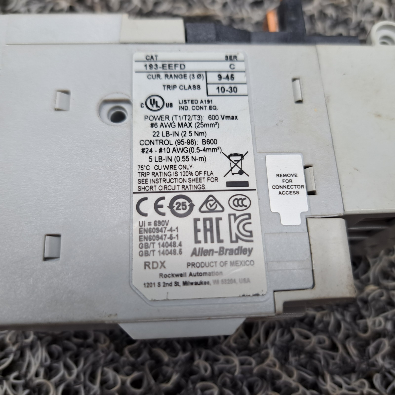 Allen-Bradley 193-EEFD Ser C, E1 Plus Overload Relay