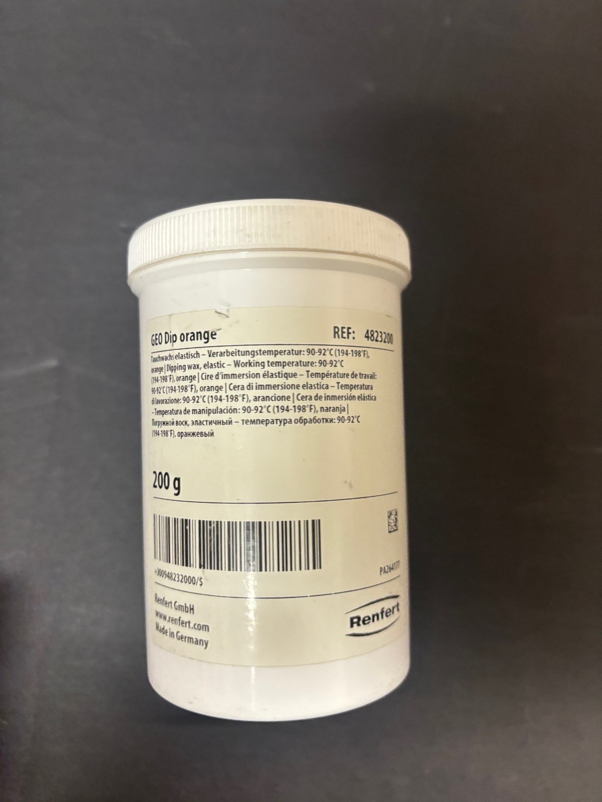 GEO DIPPING WAX YELLOW, GREEN, ORANGE 200gm (RENFERT)