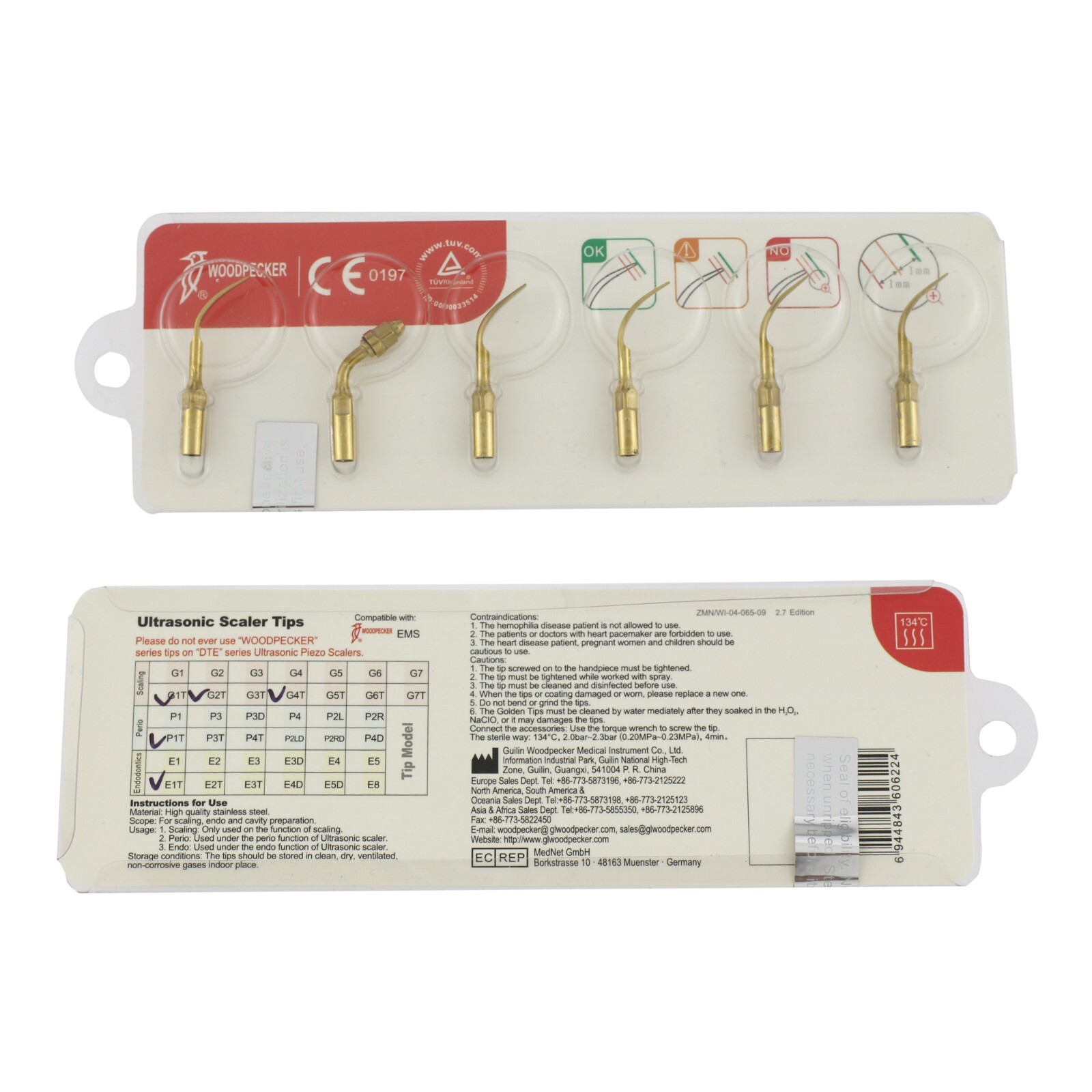 Woodpecker UDS N3 LED Dental Ultrasonic Piezo Scaler Handpiece HW-5L EMS Tips G1