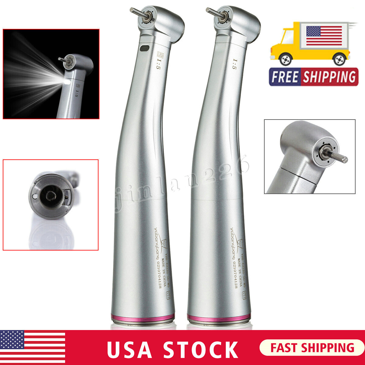 YBB Dental 1:5 Increasing Contra Angle Optic LED Handpiece Fit Electric Motor
