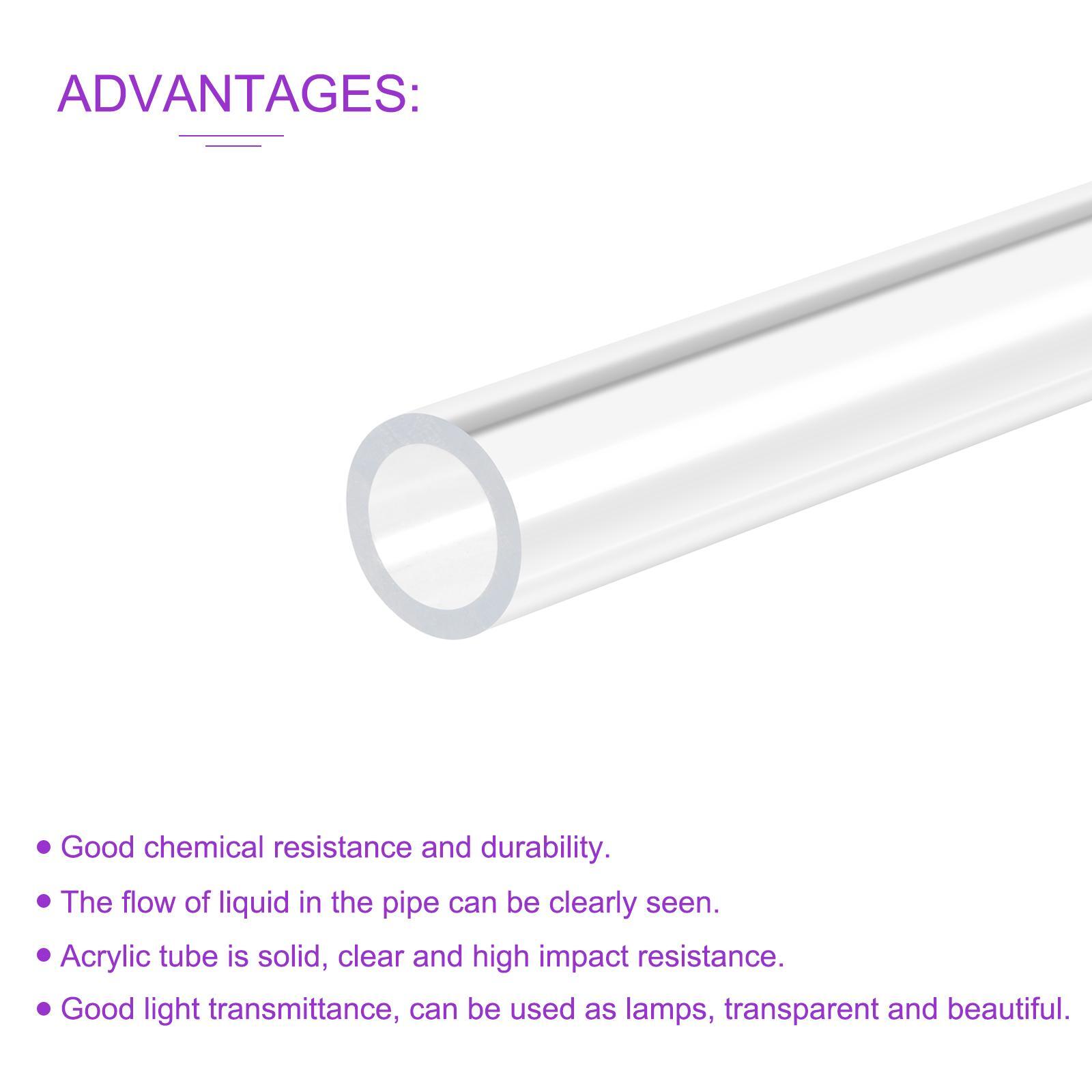 Clear Acrylic Pipe Rigid Plastic Tubing 9mm x 12mm 12″ for Aquarium Water Pipe